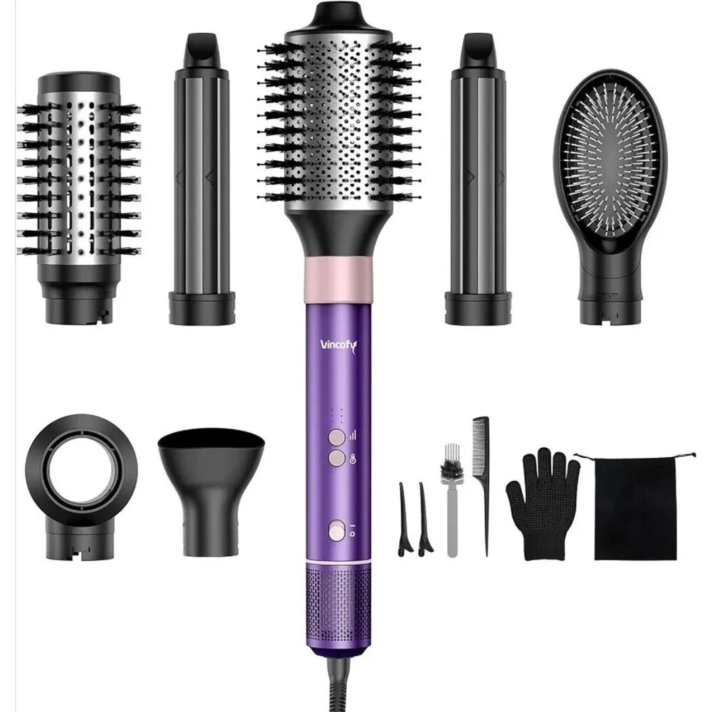 Vincofy 7 in 1 Blow Dryer Brush Set Hot Air Styler Fast Drying Multi Tool Boxed
